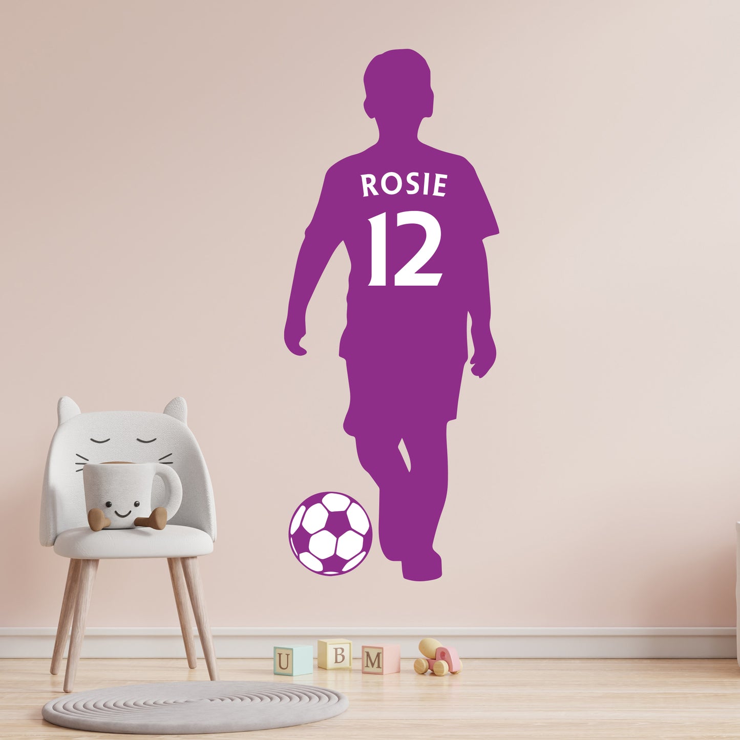 Football Player Wall Sticker - Kid Silhouette Personalised Shirt Art Decal