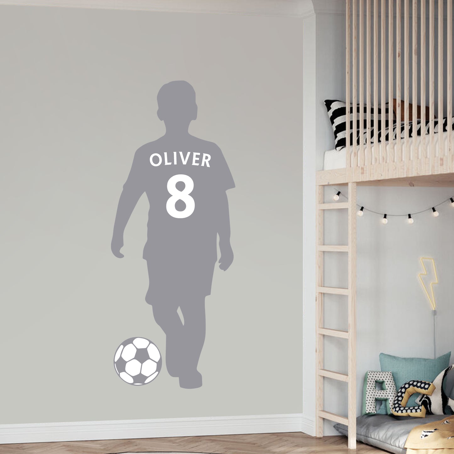 Football Player Wall Sticker - Kid Silhouette Personalised Shirt Art Decal