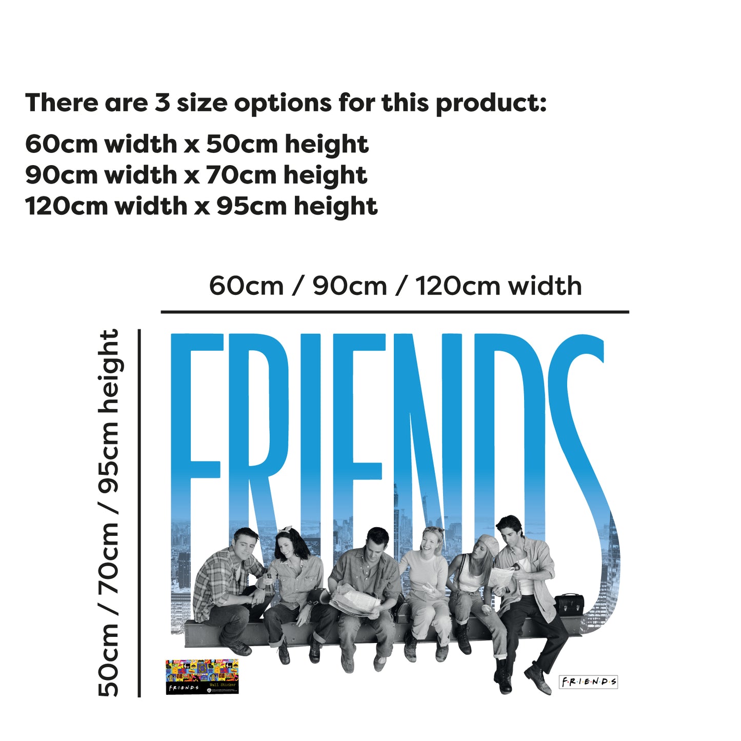 Friends Wall Sticker - Friends Group Sat Together with Wording Decal Wall Art