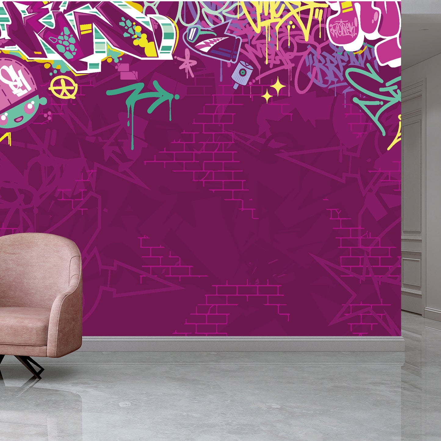 Fun Graffiti Full Wall Mural