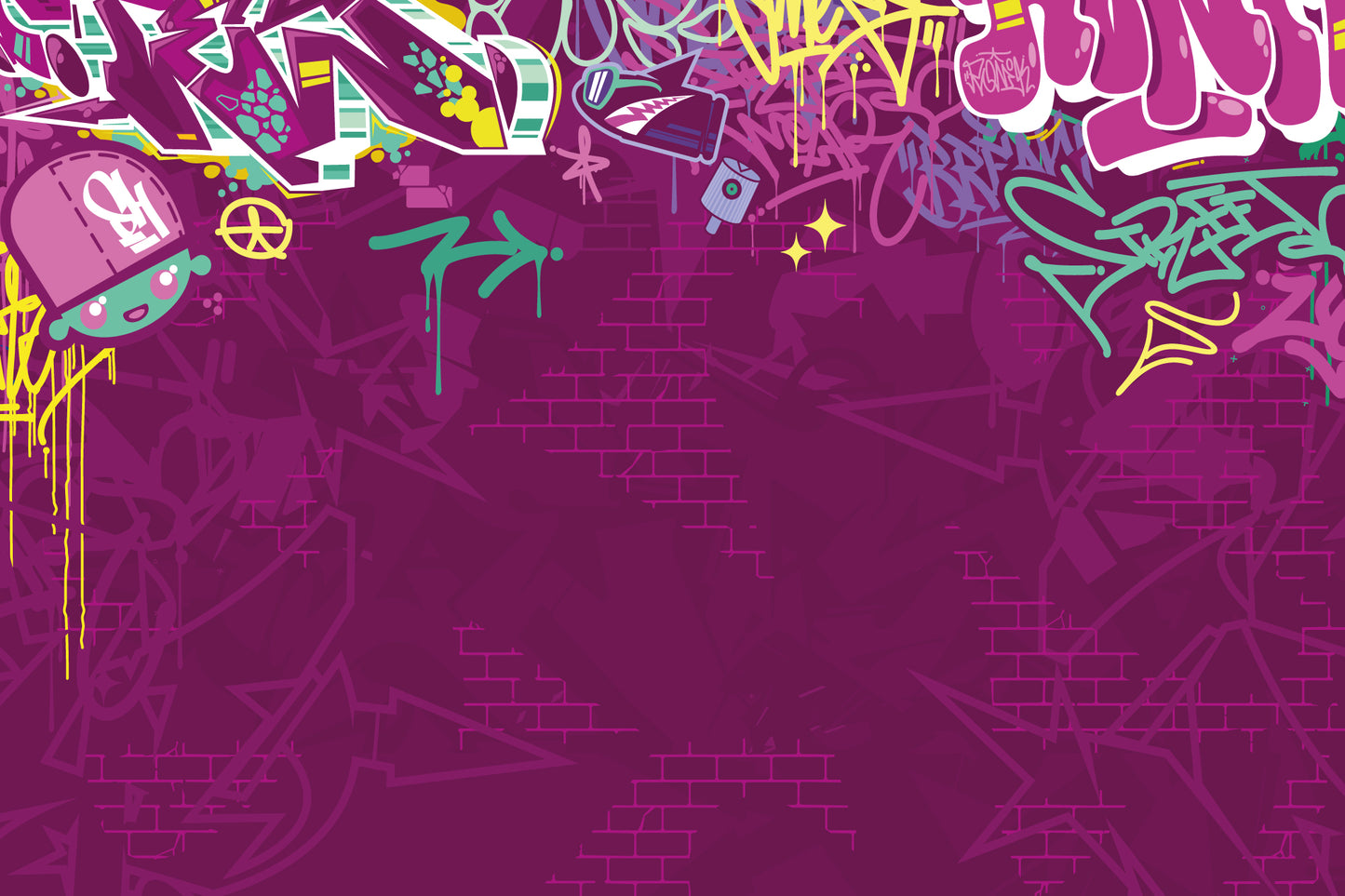 Fun Graffiti Full Wall Mural