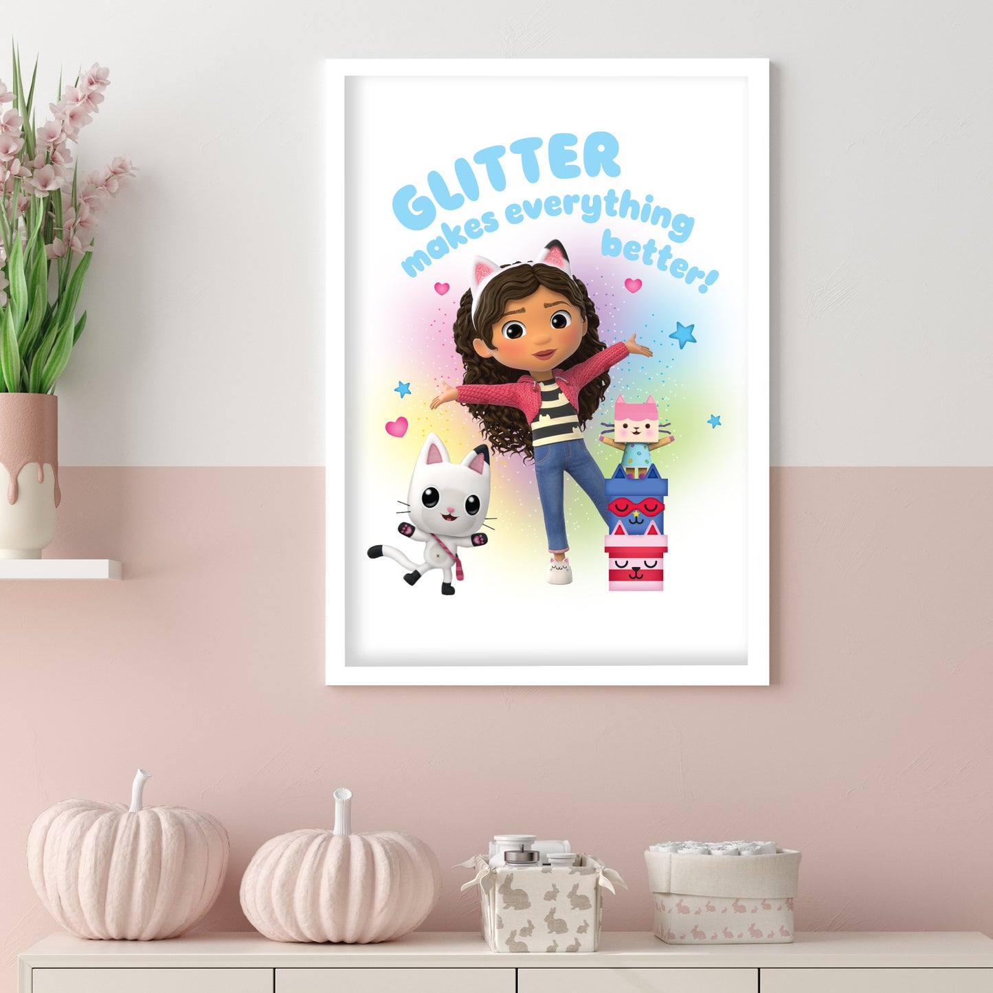 Gabby's Dollhouse Print - Glitter Makes Everything Better Poster Kids Wall Art