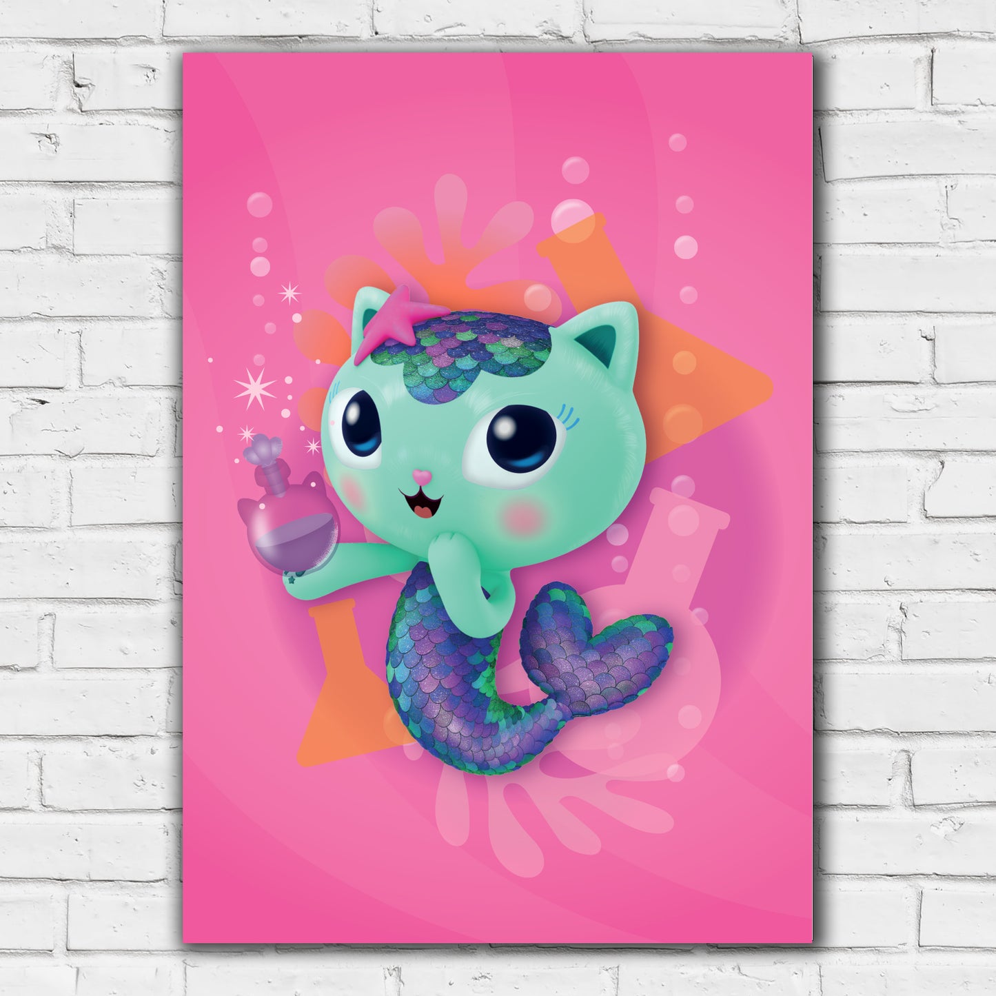Gabby's Dollhouse Print - MerCat Pink Poster Kids Wall Art