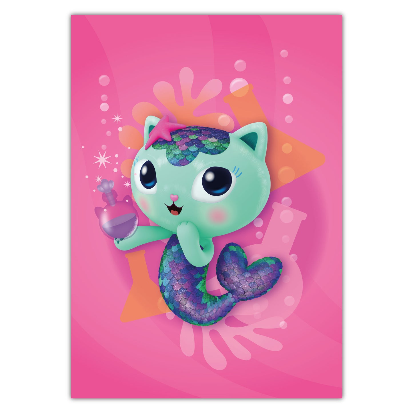 Gabby's Dollhouse Print - MerCat Pink Poster Kids Wall Art