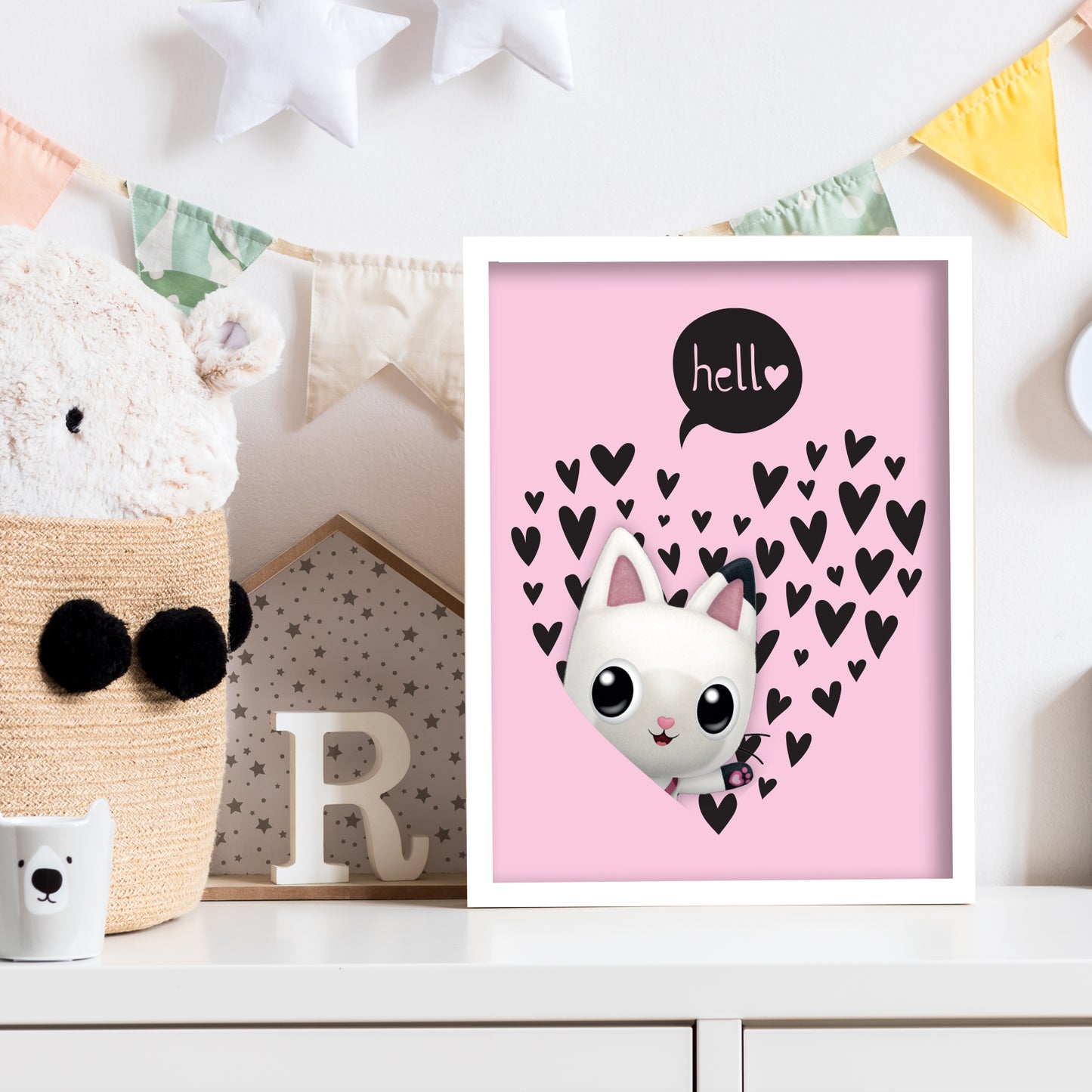 Gabby's Dollhouse Print - Pandy Hello Heart Poster Kids Wall Art