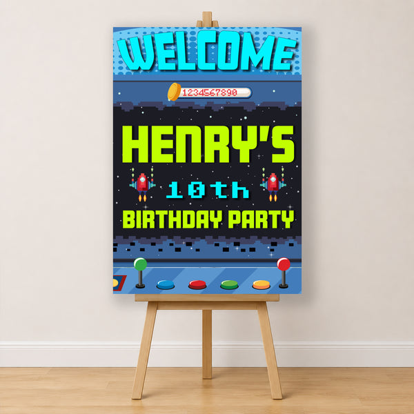 Gaming Birthday Sign - Arcade Screen Personalised Foamex Board