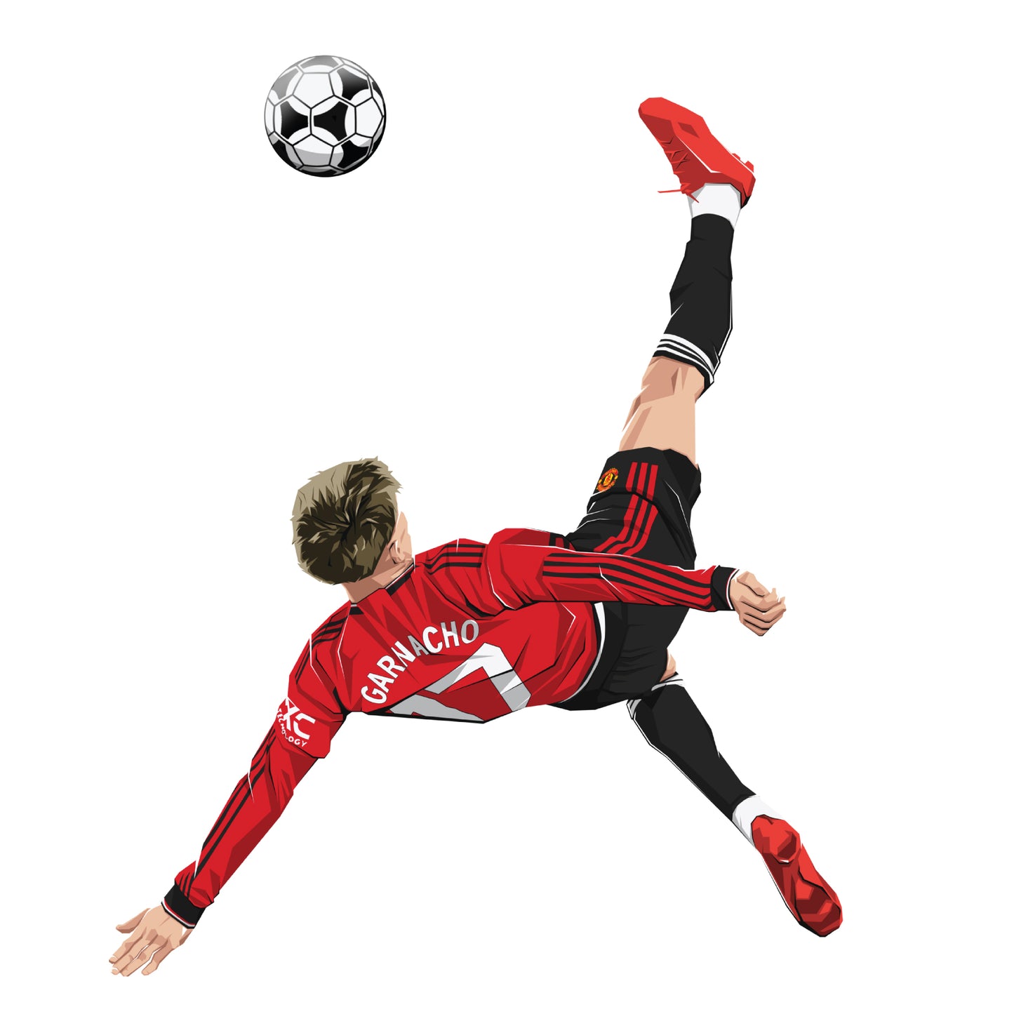 Manchester United FC Wall Sticker - Garnacho Overhead Kick Illustration Decal Art