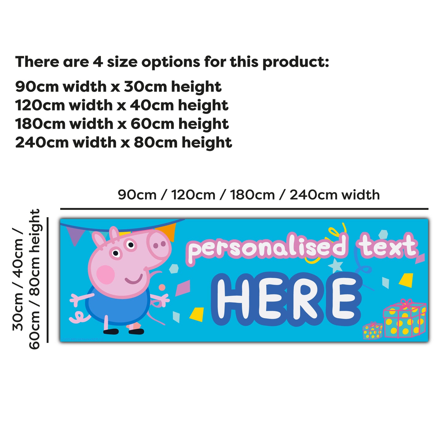 Peppa Pig Birthday - George Pig Blue Personalised Banner Wall Sticker
