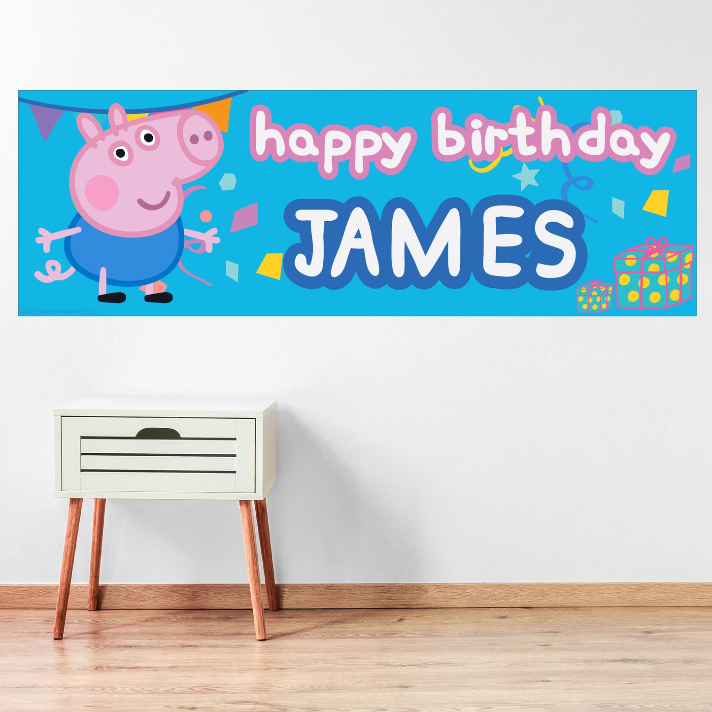 Peppa Pig Birthday - George Pig Blue Personalised Banner Wall Sticker