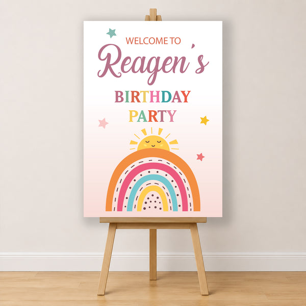 Girls Birthday Sign - Rainbow Sunrise Personalised Foamex Board