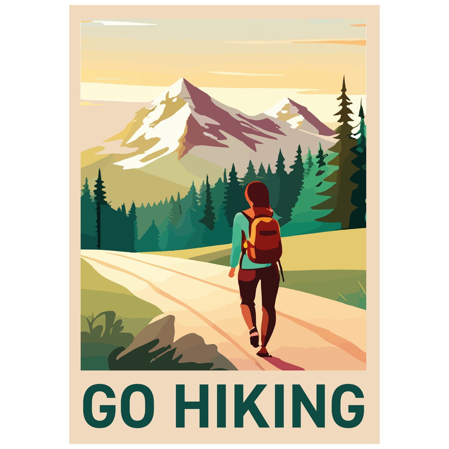 Walking Wall Art Print - Go Hiking Poster