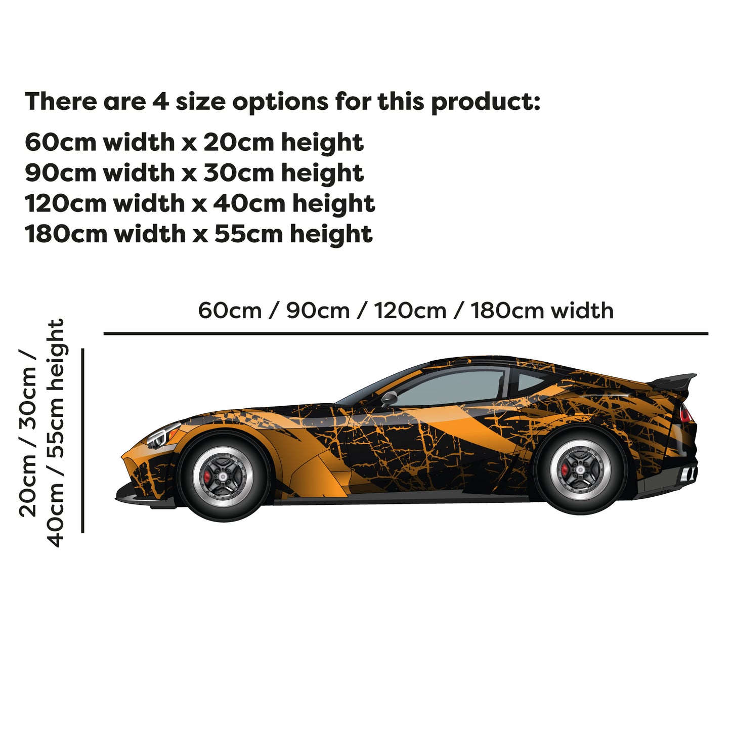 Car Wall Sticker - Gold Sports Car Decal Wall Art