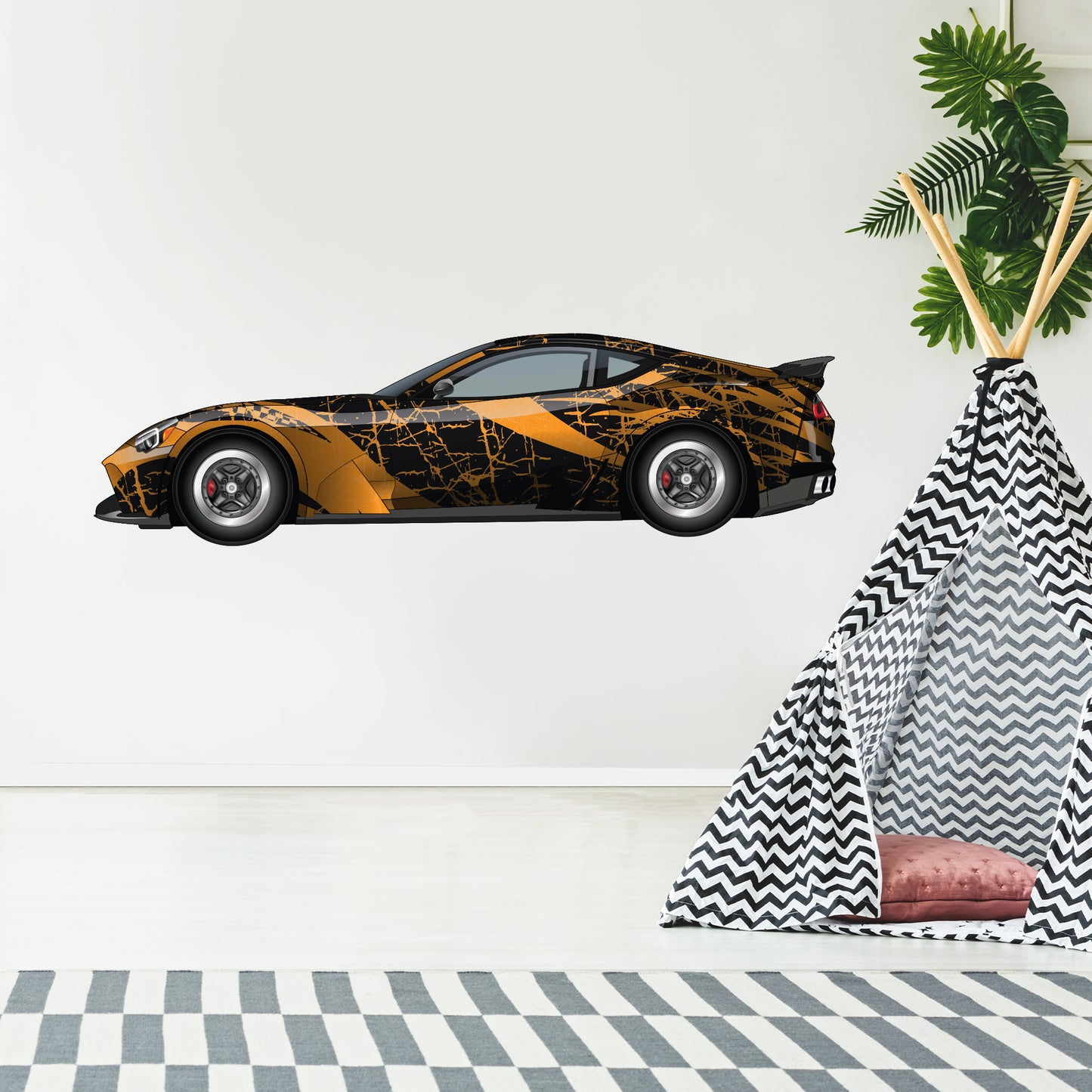 Car Wall Sticker - Gold Sports Car Decal Wall Art