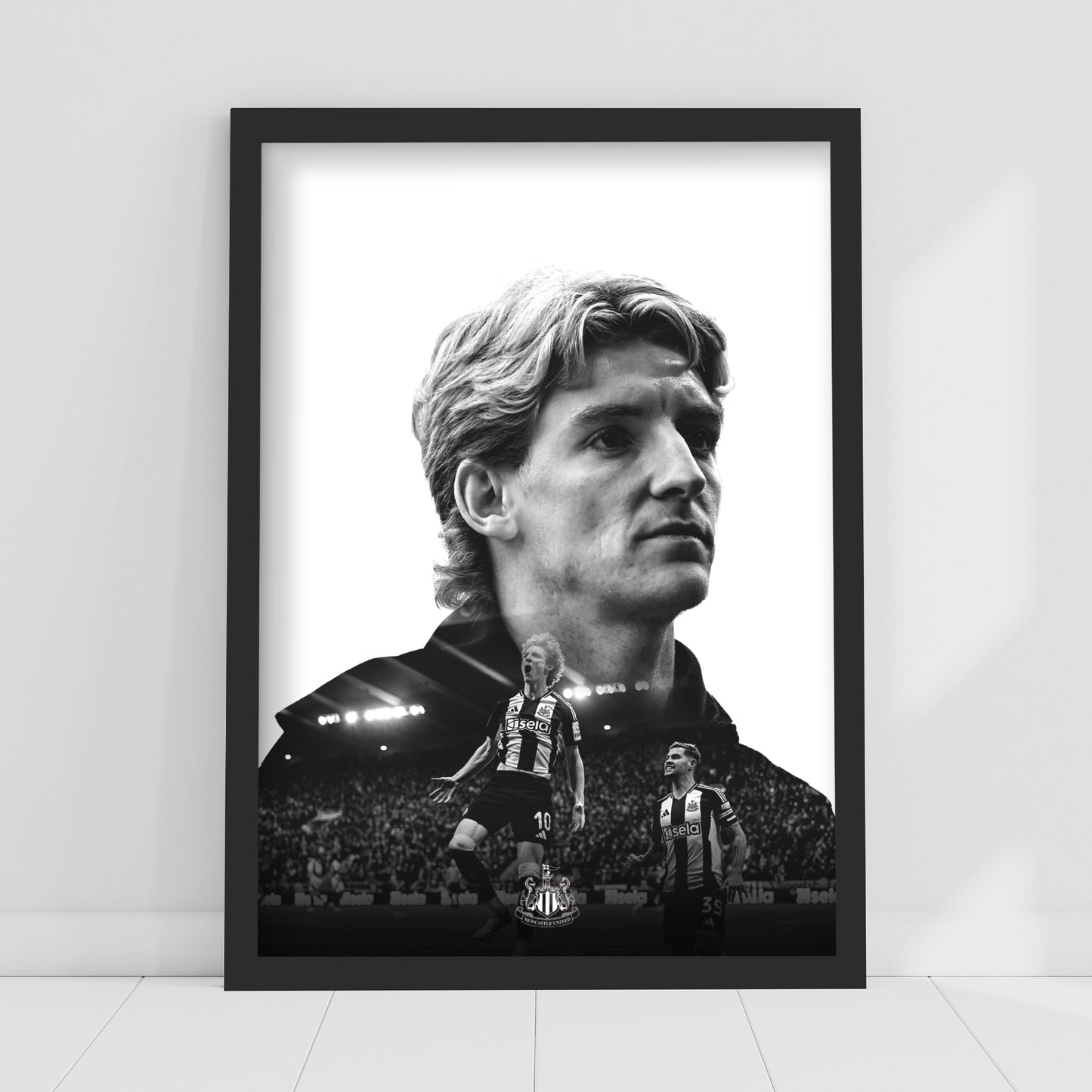 Newcastle United Anthony Gordon Black and White Portrait Print