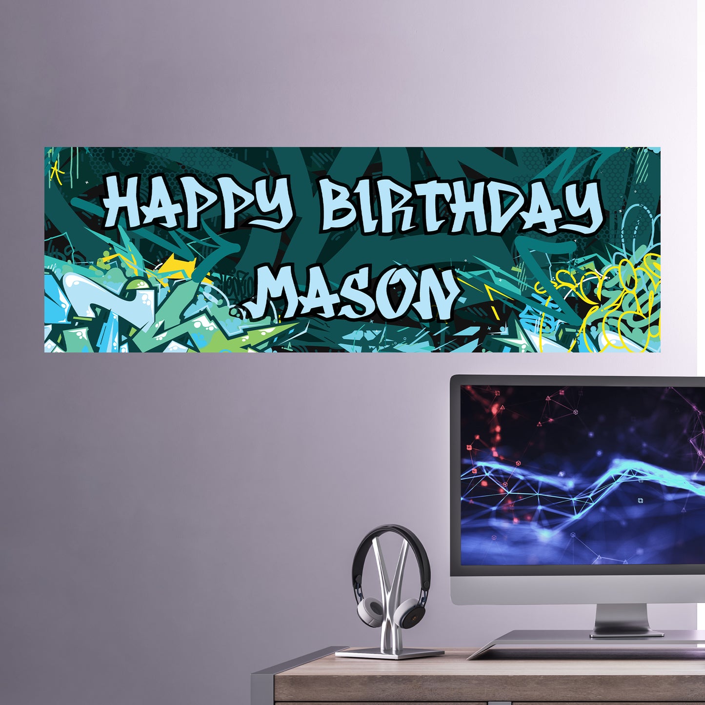 Graffiti Birthday – Spray Wall Personalised Banner Wall Sticker