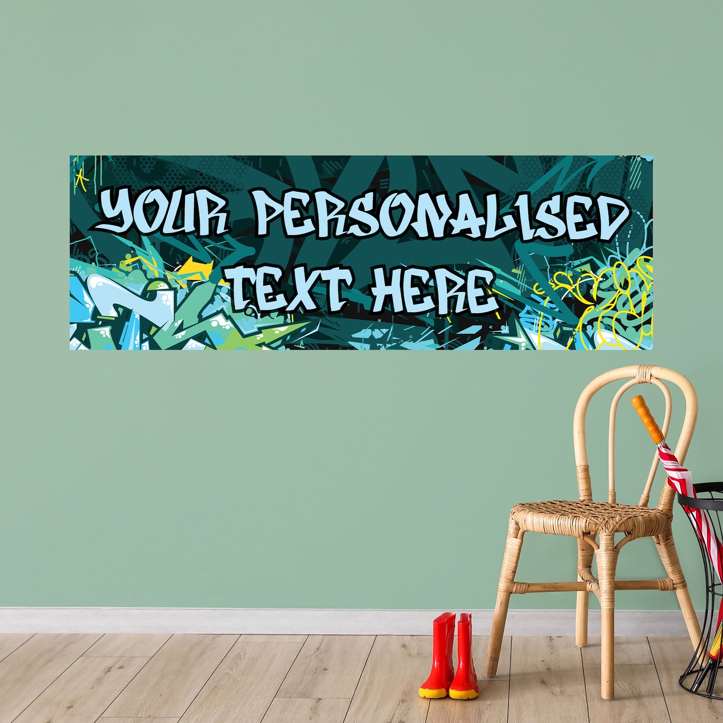 Graffiti Birthday – Spray Wall Personalised Banner Wall Sticker