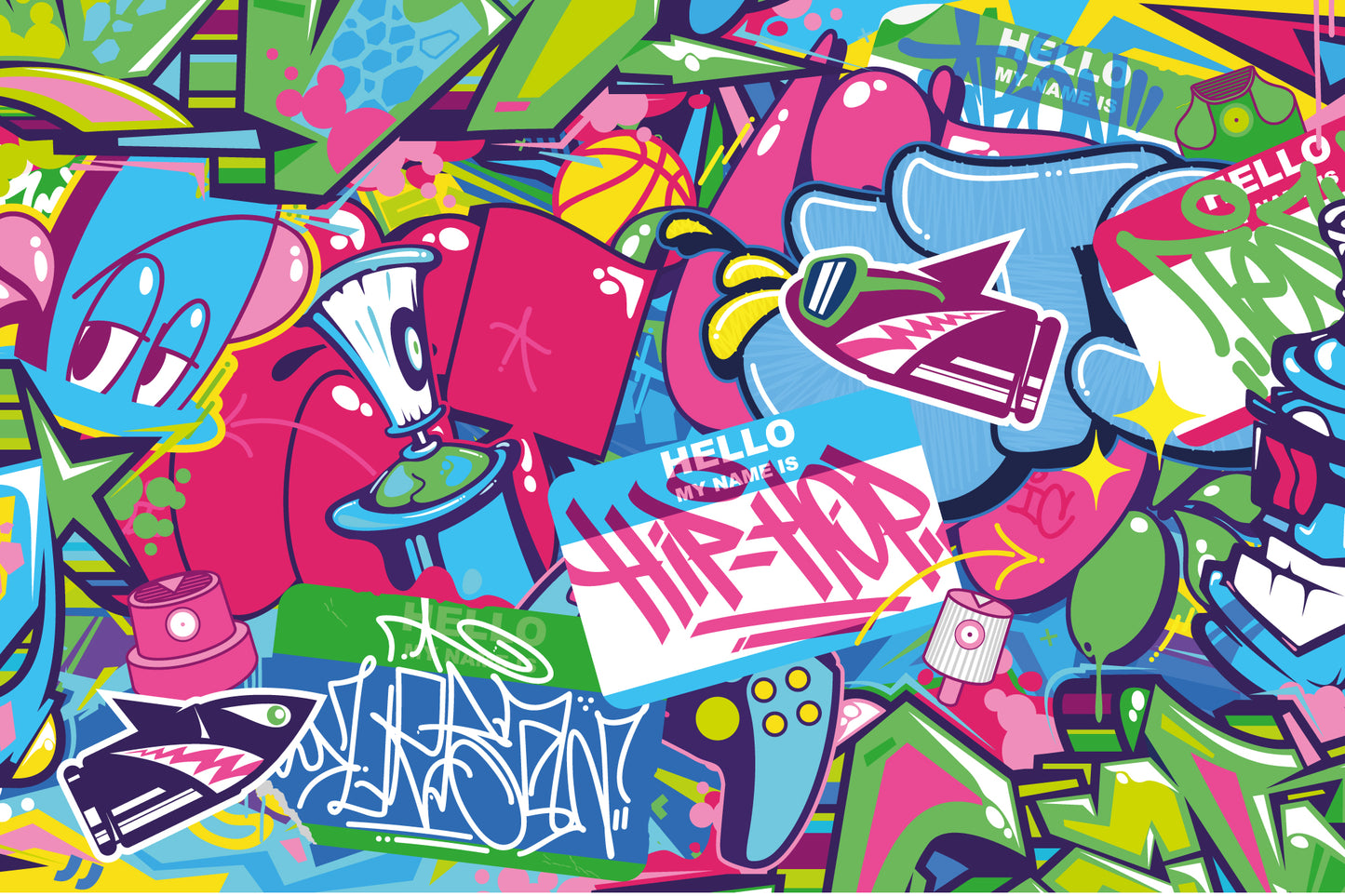 Graffiti Collage Full Wall Mural