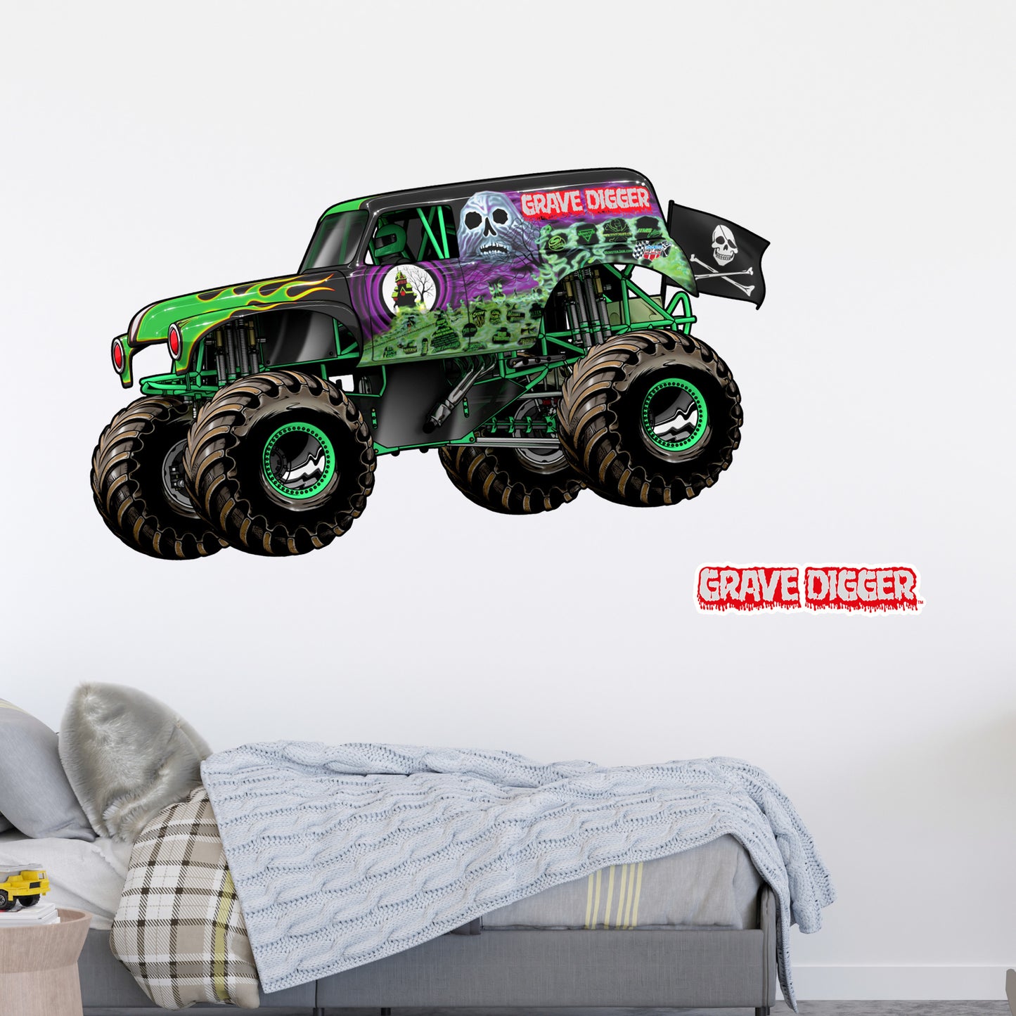 Monster Jam Wall Sticker - Grave Digger Monster Jam Truck Wall Decal Art