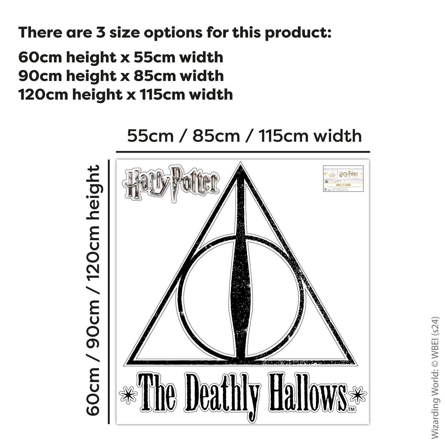 HARRY POTTER Wall Sticker – Deathly Hallows Black and White Symbol Wall Decal Wizarding World Art