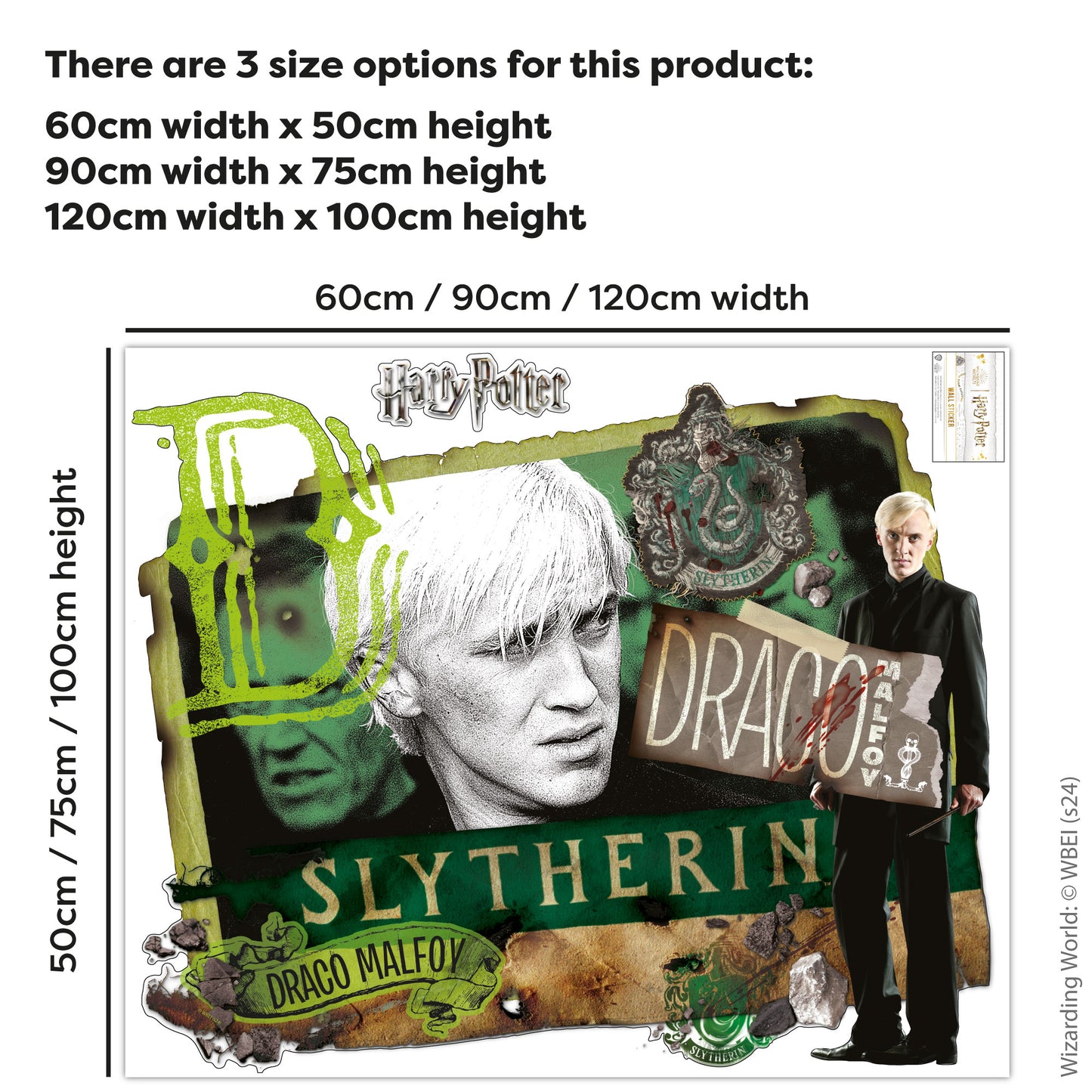 HARRY POTTER Wall Sticker – Draco Malfoy Parchment Collage Wall Decal Wizarding World Art