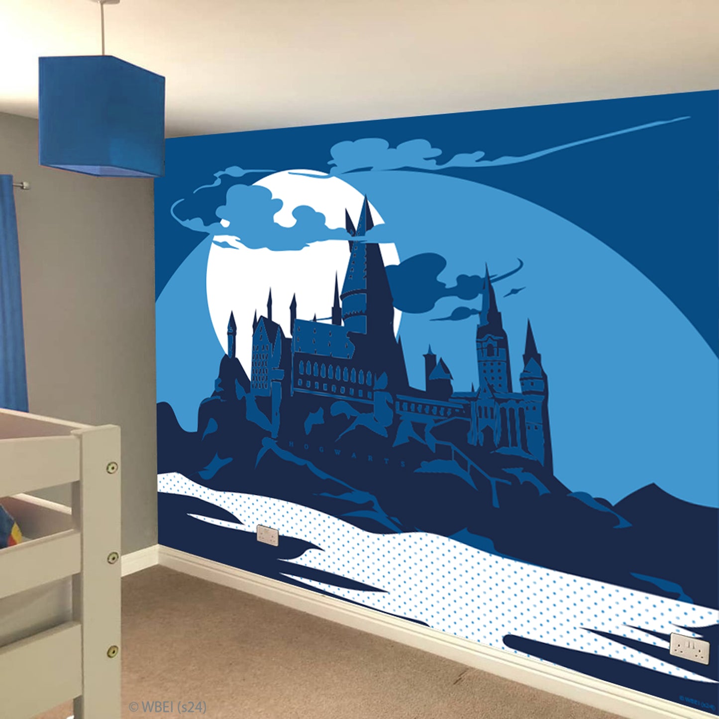 HARRY POTTER Wall Sticker – Hogwarts Castle Blue Tonal Full Wall Mural Wizarding World Art