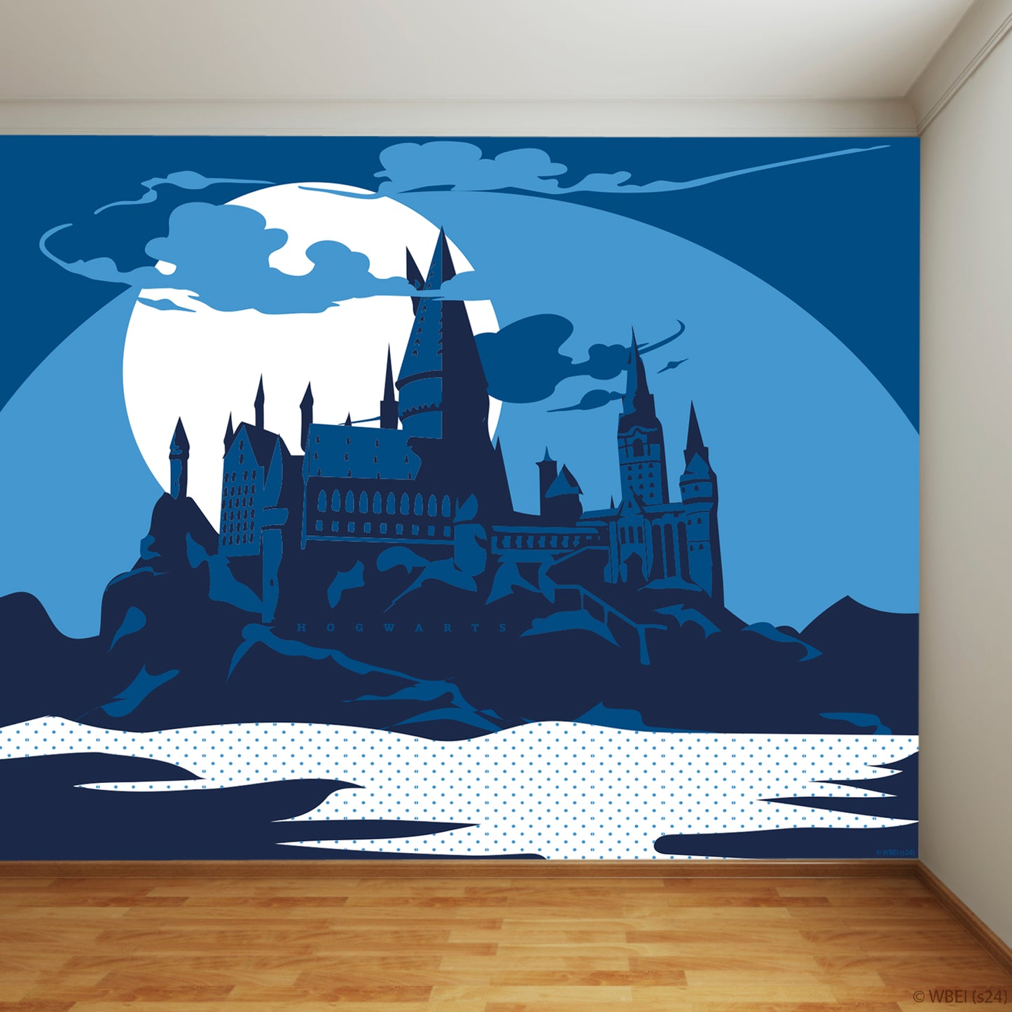 HARRY POTTER Wall Sticker – Hogwarts Castle Blue Tonal Full Wall Mural Wizarding World Art