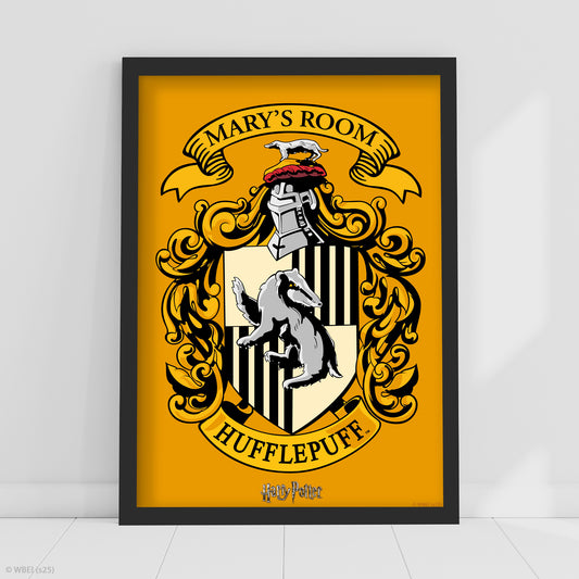 HARRY POTTER Print – Personalised Hufflepuff Crest Poster Wall Art