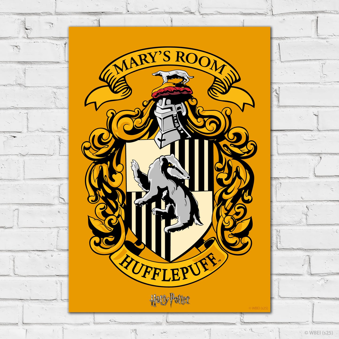 HARRY POTTER Print – Personalised Hufflepuff Crest Poster Wall Art