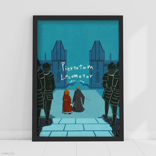 HARRY POTTER Print – Piertotum Locomotor Spell Illustration Poster Wall Art