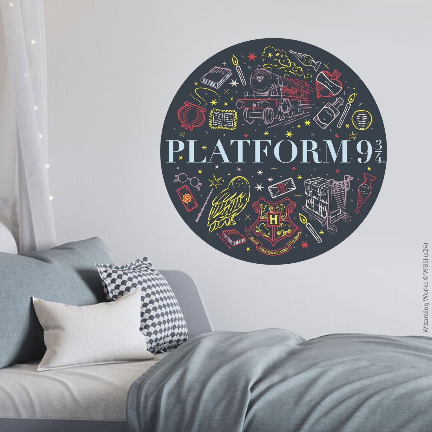 HARRY POTTER Wall Sticker – Platform 9 3/4 Sketch Circle Wall Decal Wizarding World Art