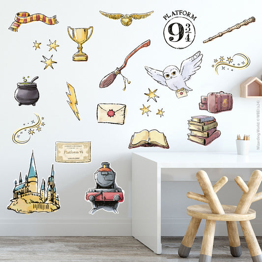 HARRY POTTER Wall Sticker – Watercolour Icons Set Wall Decal Wizarding World Art