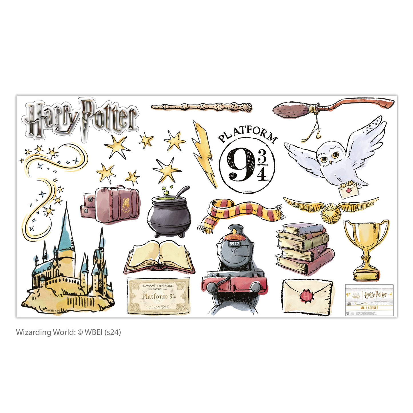 HARRY POTTER Wall Sticker – Watercolour Icons Set Wall Decal Wizarding World Art