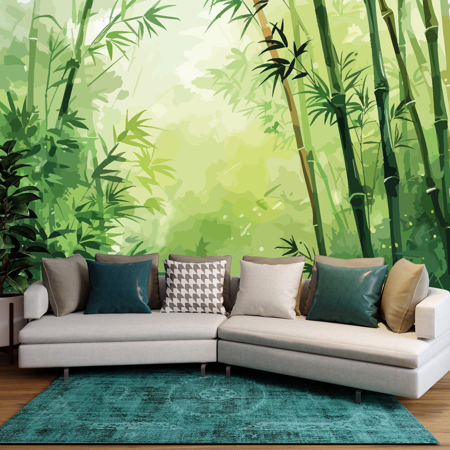Hazy Bamboo Forest Full Wall Mural