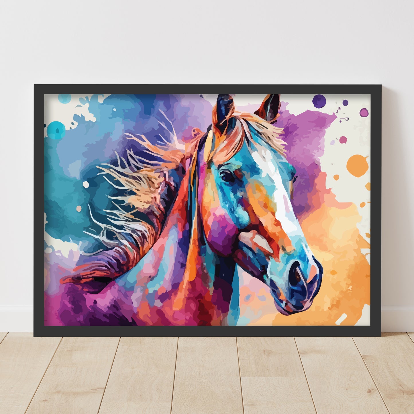 Horse Print - Head Water Paint Poster Wall Art
