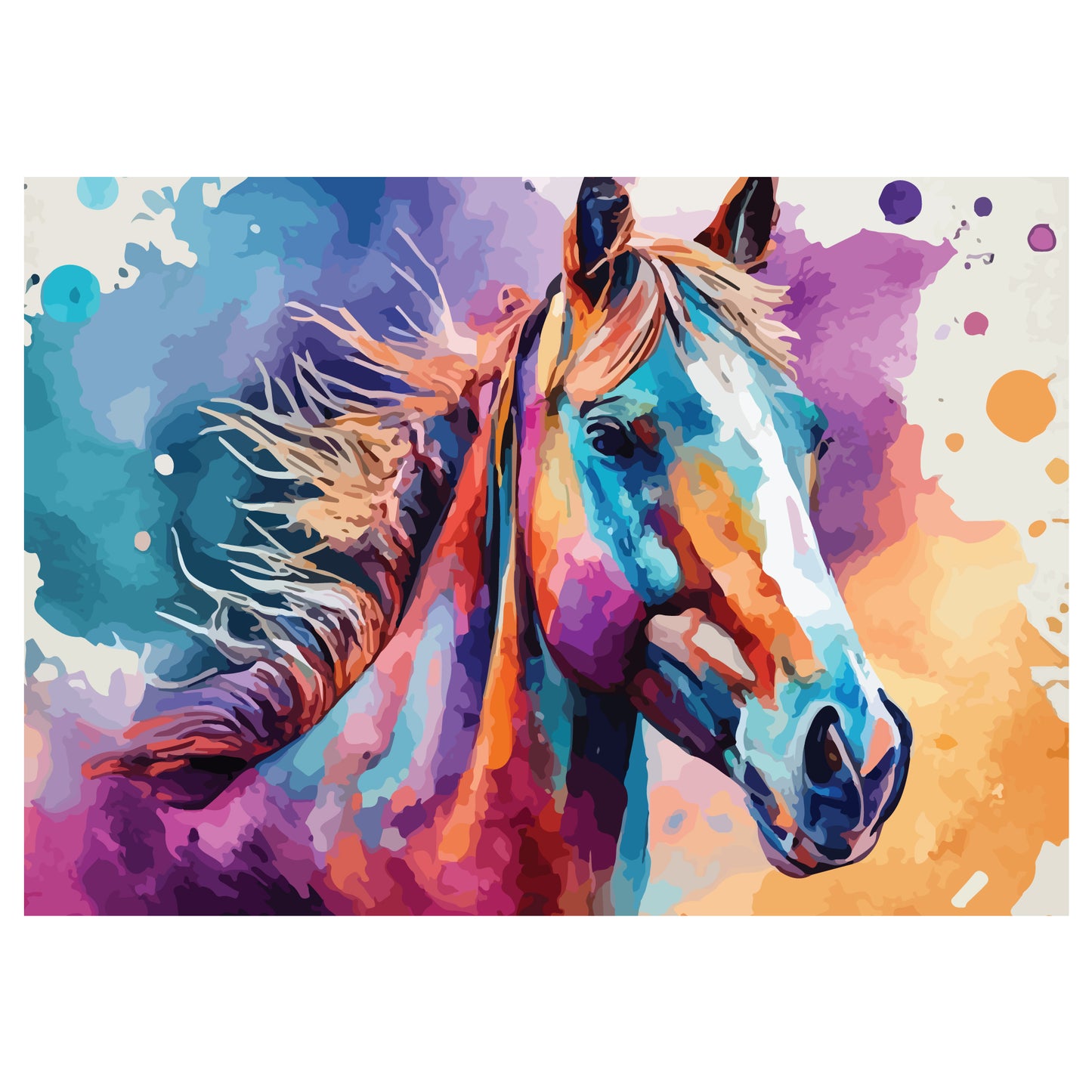Horse Print - Head Water Paint Poster Wall Art