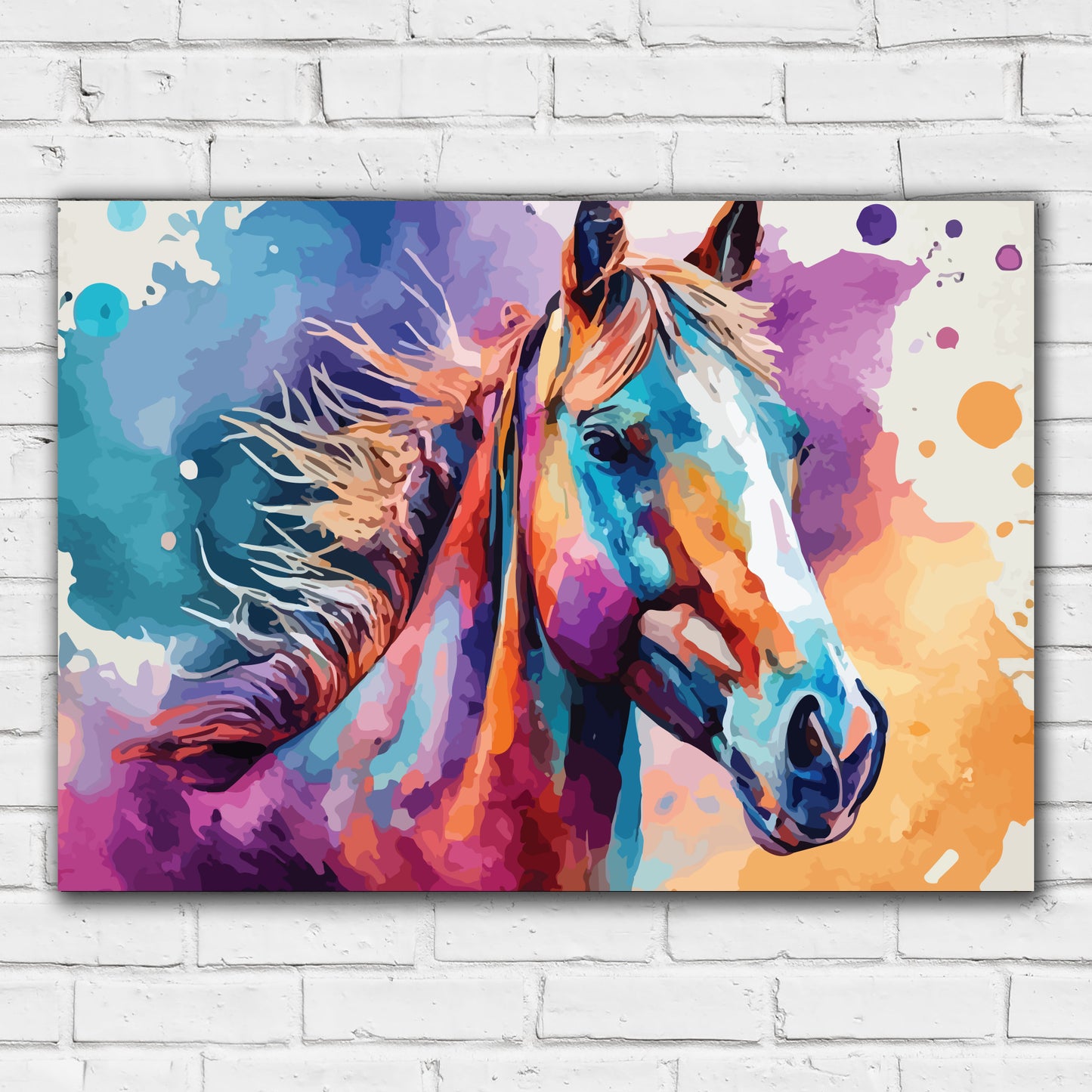 Horse Print - Head Water Paint Poster Wall Art