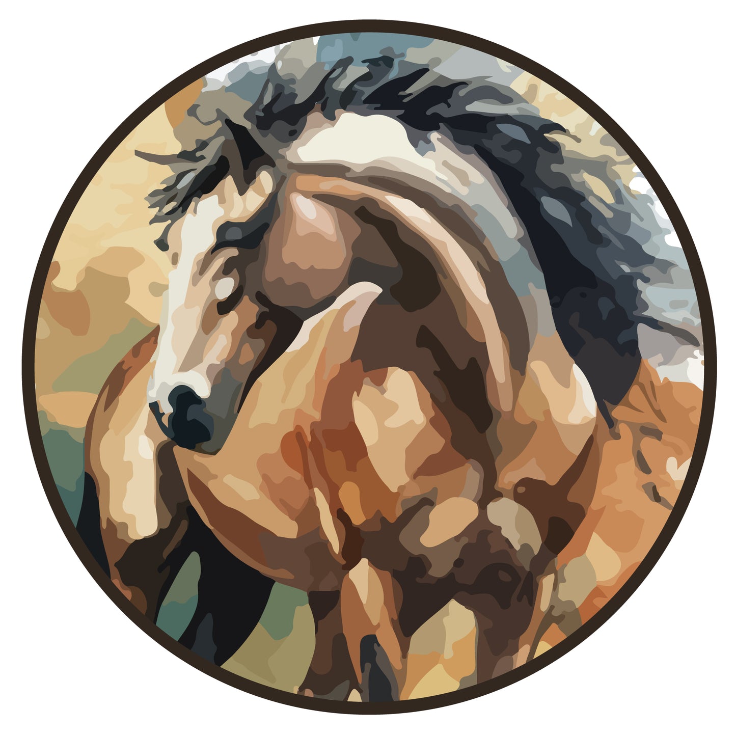 Horse Wall Sticker - Round Frame Wall Art