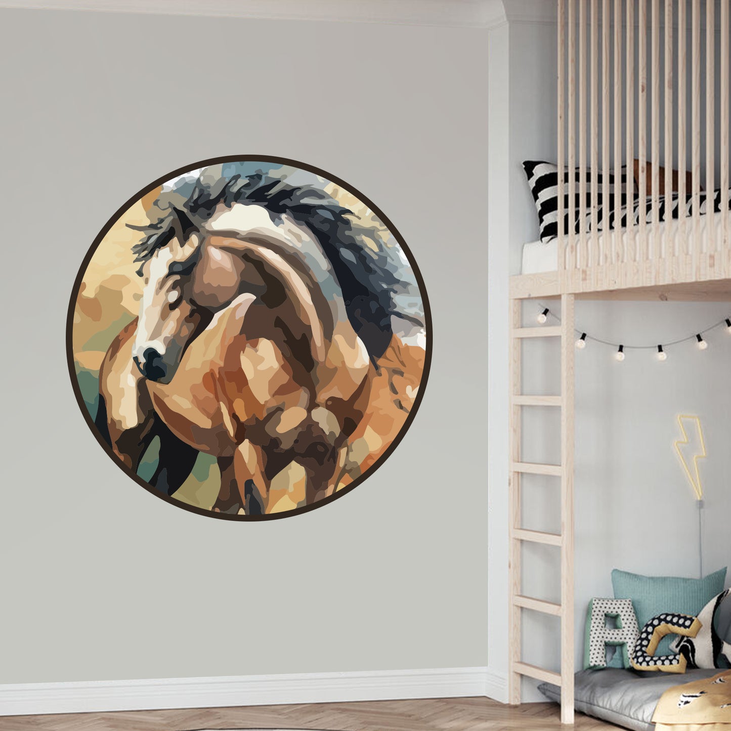 Horse Wall Sticker - Round Frame Wall Art