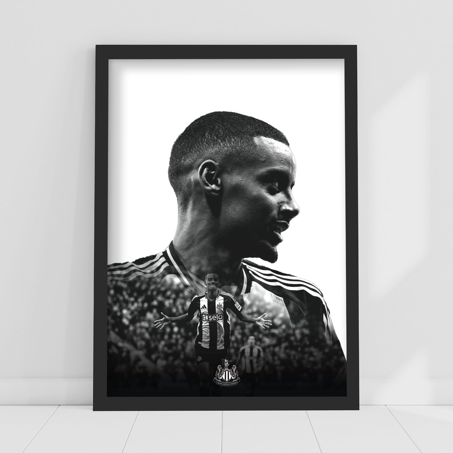 Newcastle United Alexander Isak Black and White Portrait Print