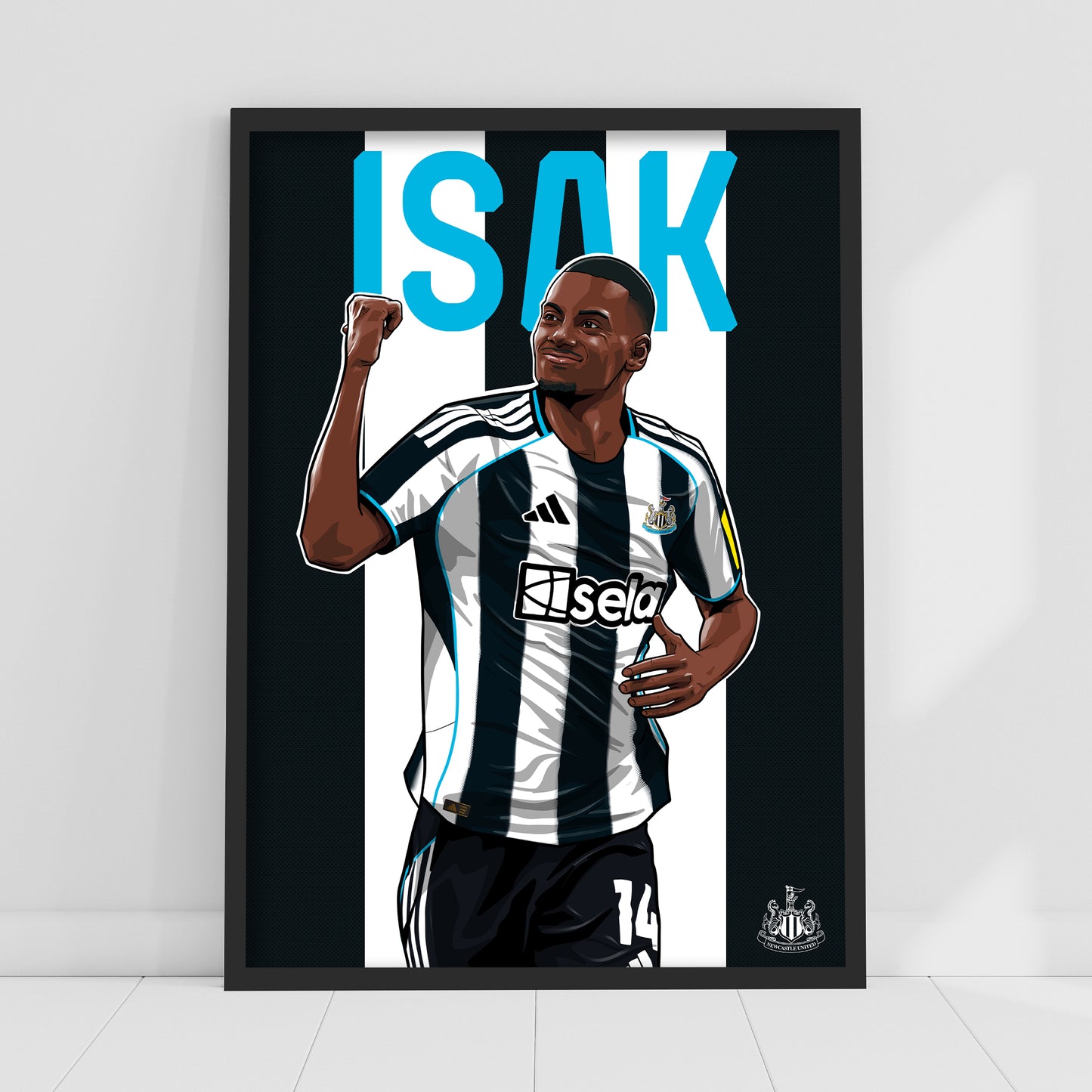 Newcastle United FC Print - Isak Illustration Poster Football Wall Art