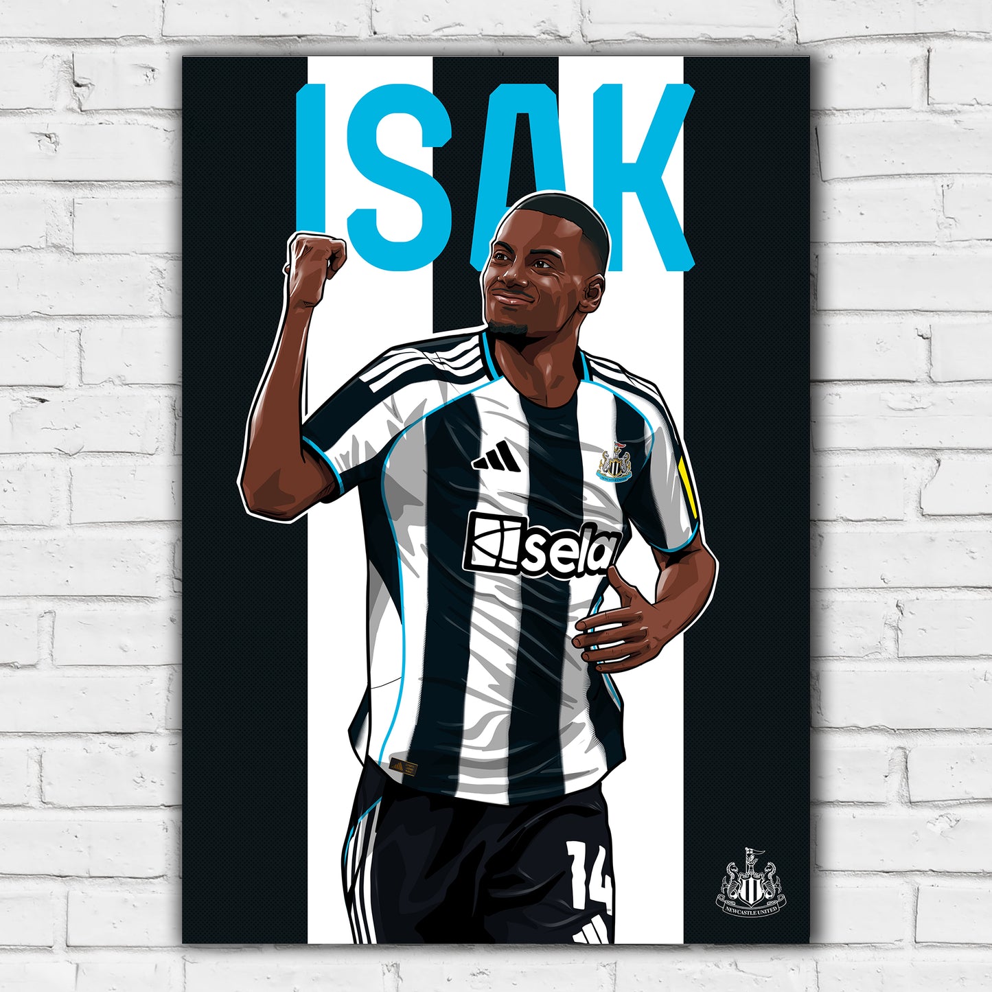 Newcastle United FC Print - Isak Illustration Poster Football Wall Art