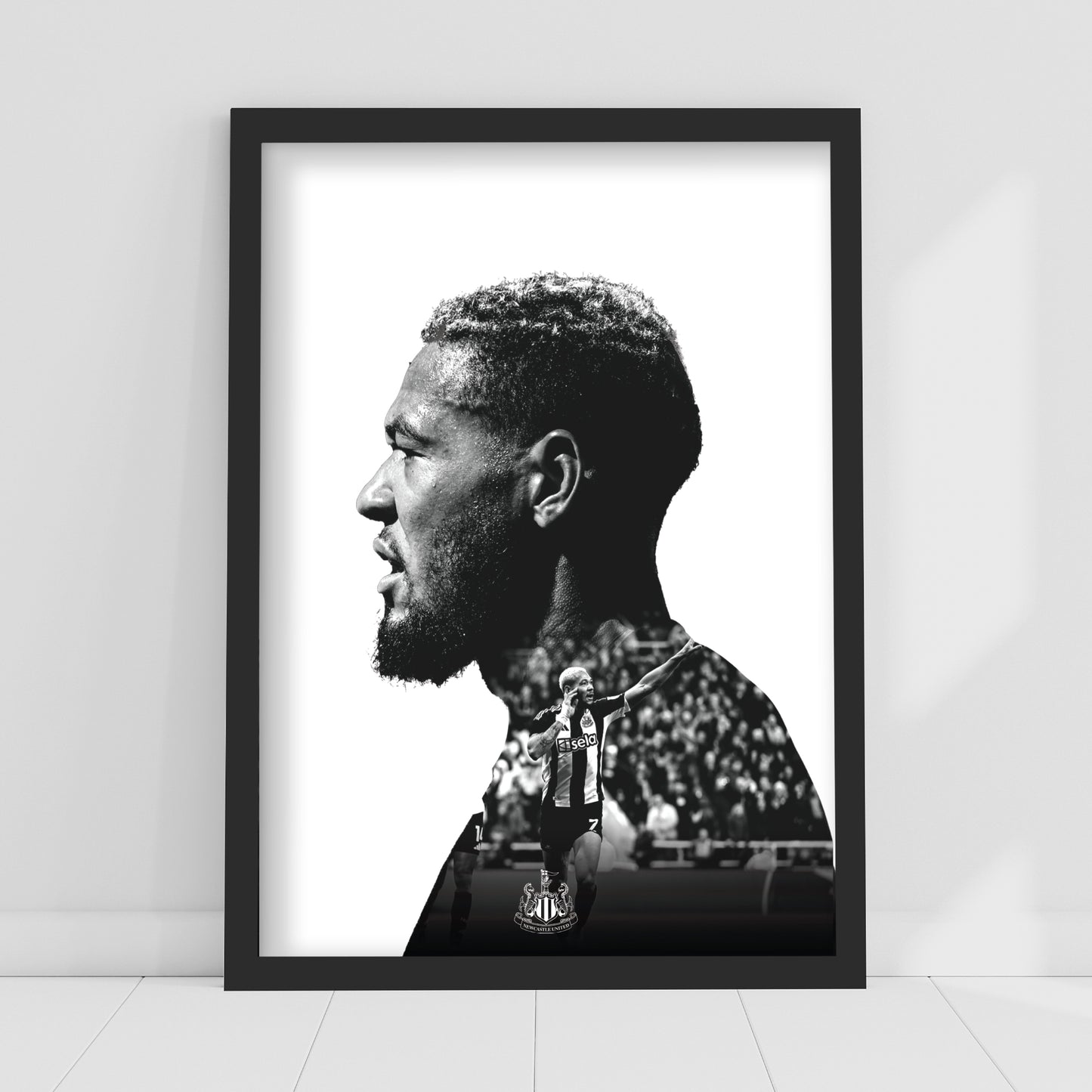 Newcastle United Joelinton Black and White Portrait Print