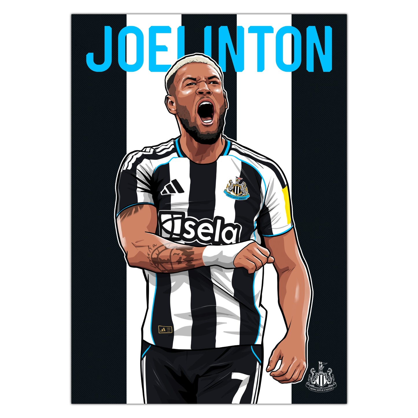 Newcastle United FC Print - Joelinton Illustration Poster Football Wall Art
