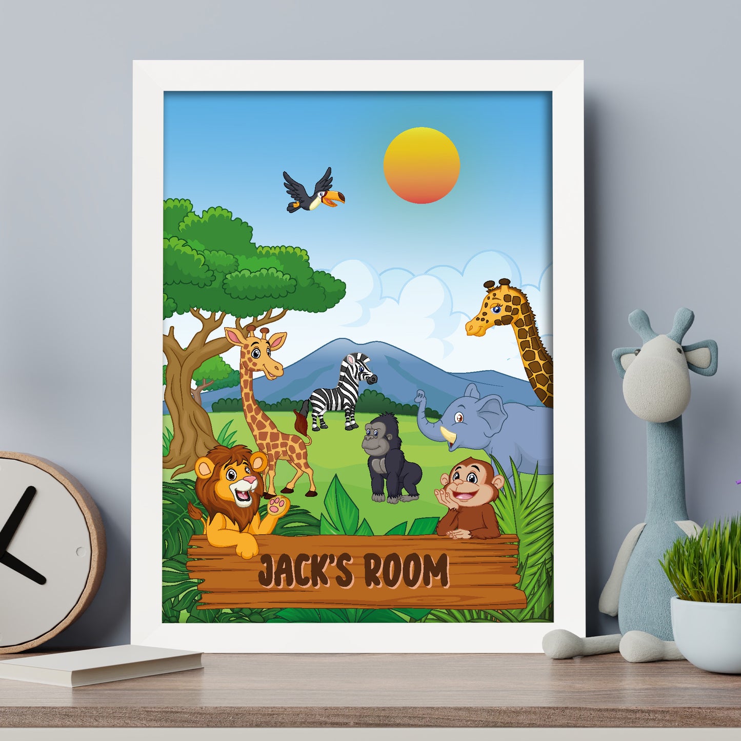 Jungle Animals Print - Animals In The Jungle Personalised Poster Wall Art