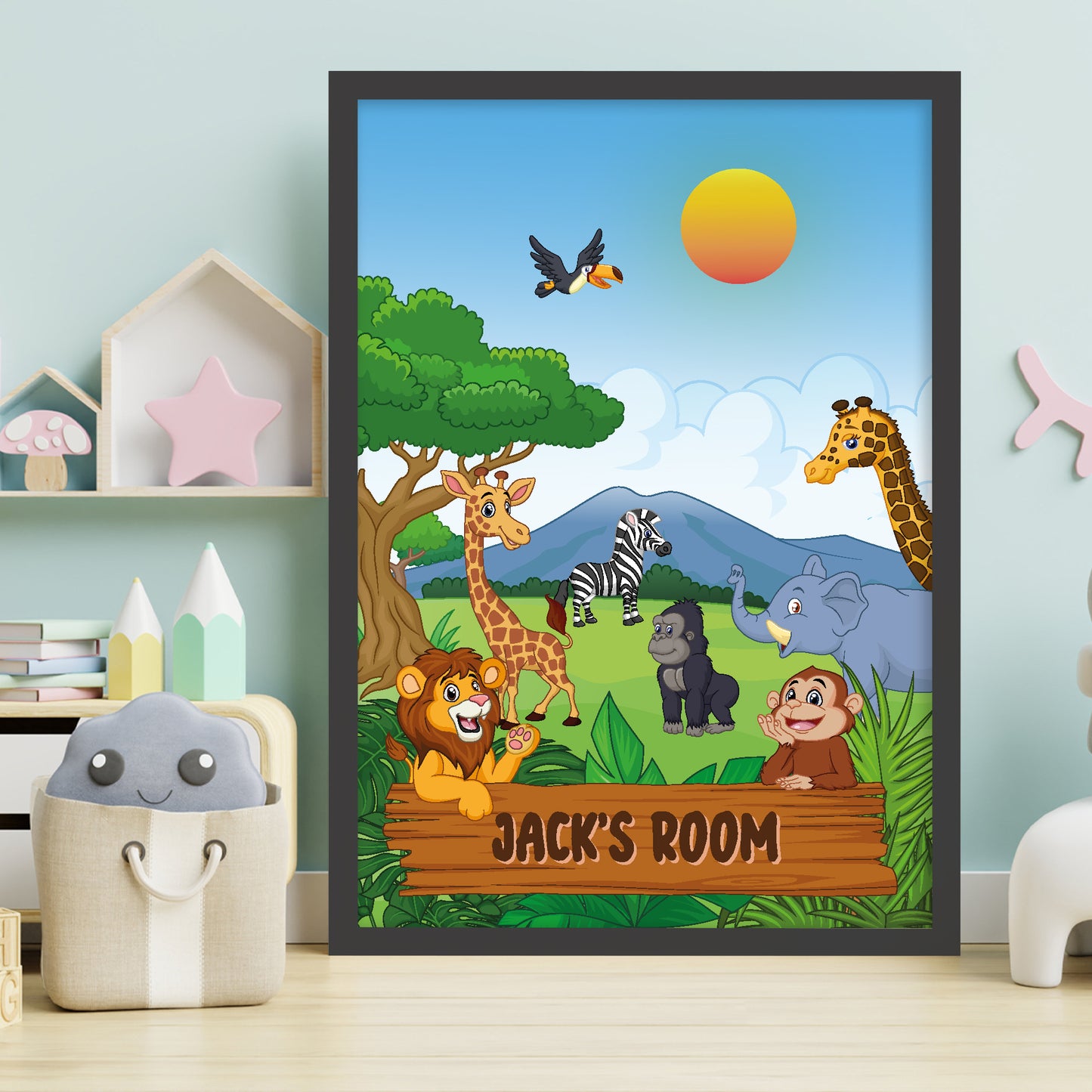 Jungle Animals Print - Animals In The Jungle Personalised Poster Wall Art