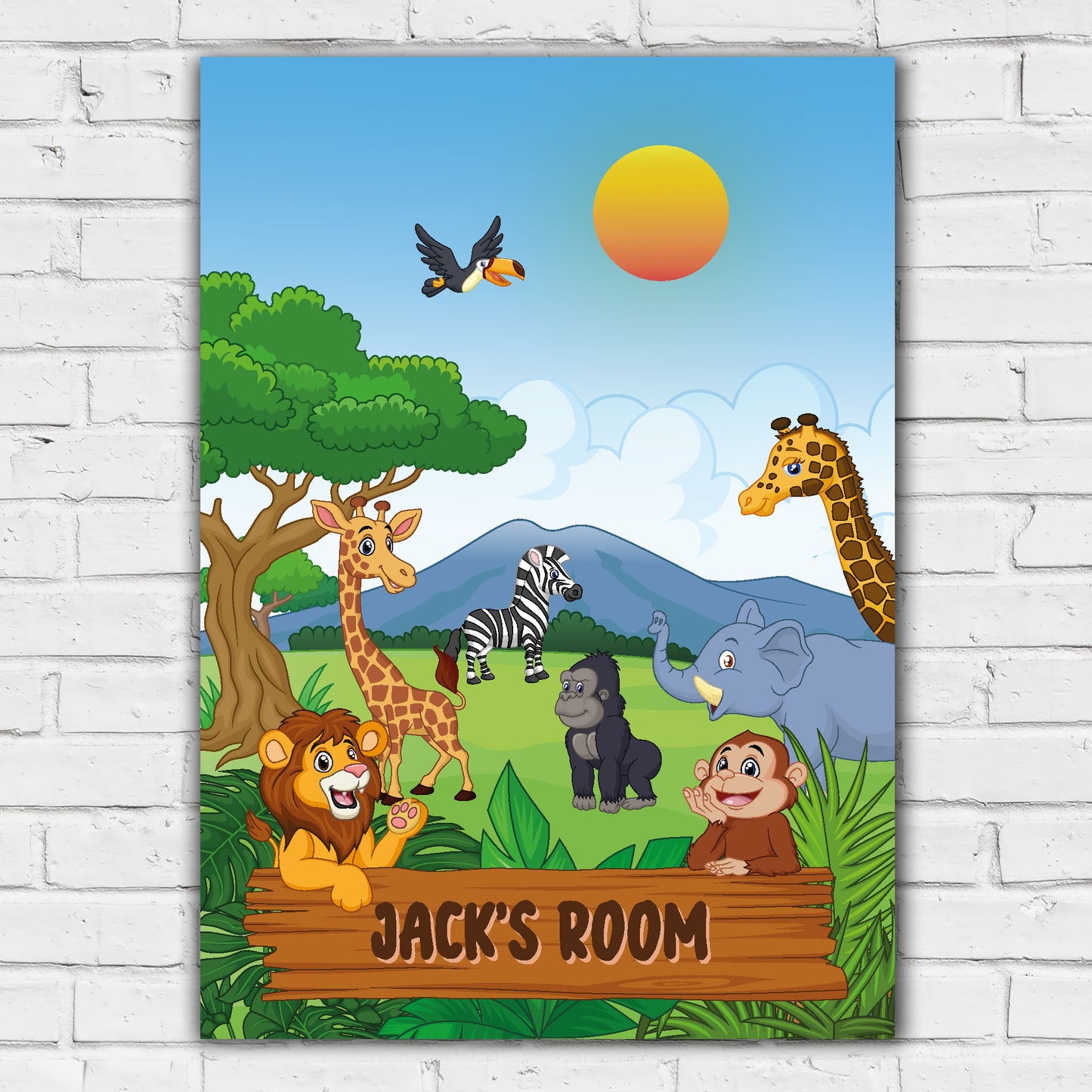 Jungle Animals Print - Animals In The Jungle Personalised Poster Wall Art
