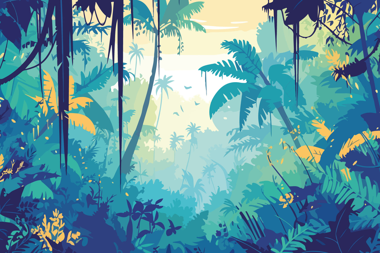 Jungle At Dusk Full Wall Mural