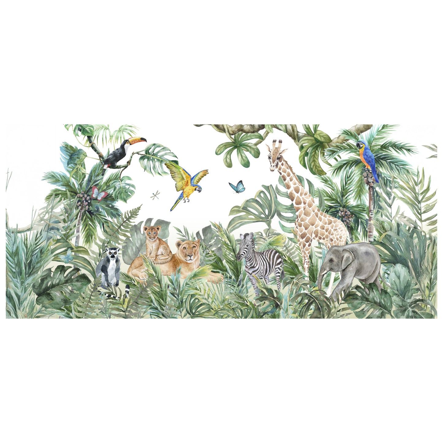 Jungle Full Wall Mural - Animals in the Jungle Wall Art