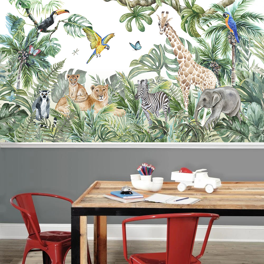 Jungle Full Wall Mural - Animals in the Jungle Wall Art