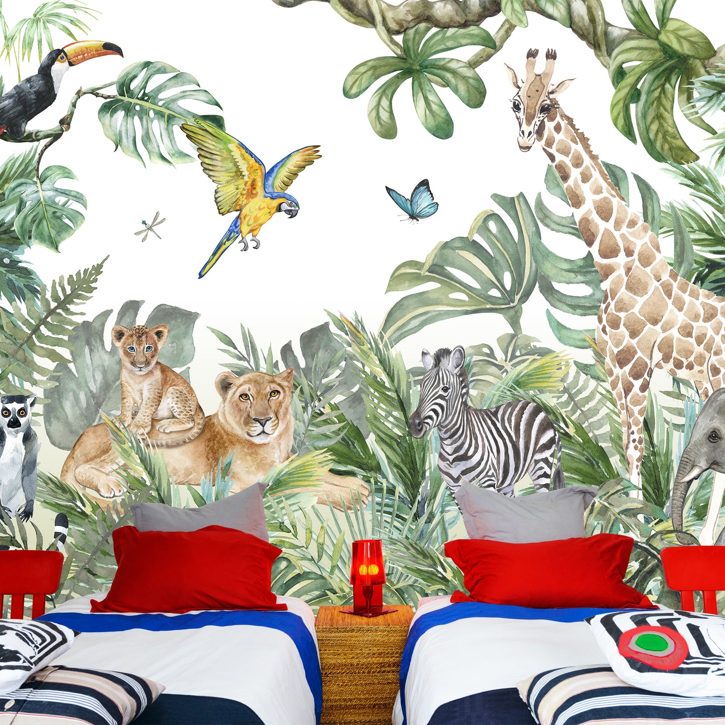 Jungle Full Wall Mural - Animals in the Jungle Wall Art